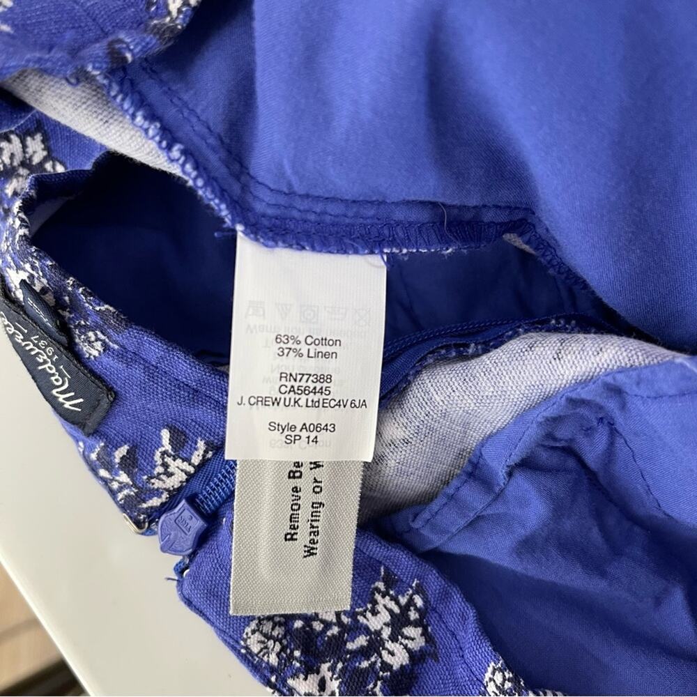 Madewell blue white floral linen pleated high waisted preppy shorts 6 - Picture 5 of 5